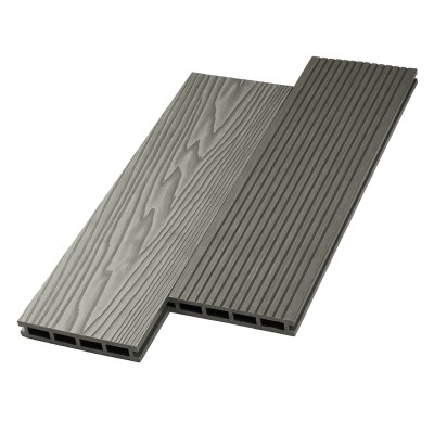 Террасная доска ДПК NanoWood двусторонняя New 3D тиснение + вельвет Серый