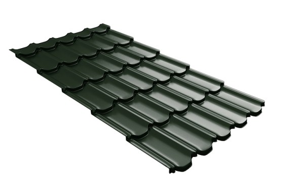 Металлочерепица квинта плюс с 3D резом 0,5 GreenСoat Pural Matt RR 11 темно-зеленый (RAL 6020 хромовая зелень) купить в Бузулуке