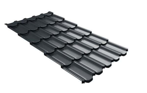 Металлочерепица квинта плюс с 3D резом 0,5 Satin RAL 7016 антрацитово-серый купить в Бузулуке