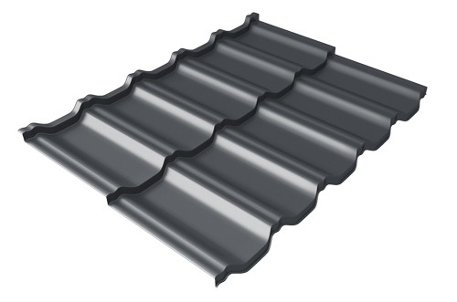 Металлочерепица модульная Квинта Uno Grand Line c 3D резом 0,45 Drap RAL 7024 мокрый асфальт купить в Бузулуке